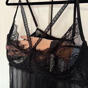 Shirley of Hollywood Sheer Black Lace Chemise